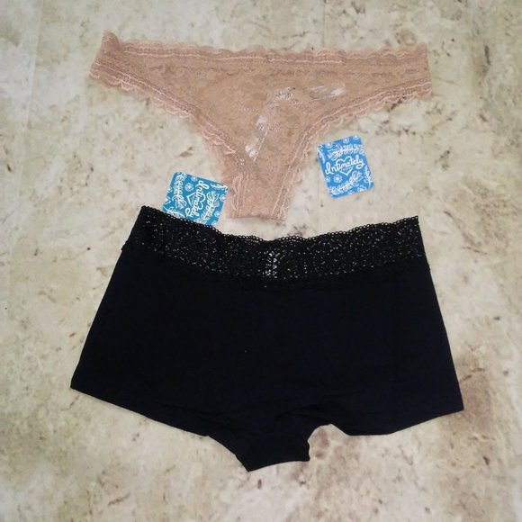 Intimately Free People 2 pc Panty Set Elise Tanga Underwear Nude Sz S NWT
